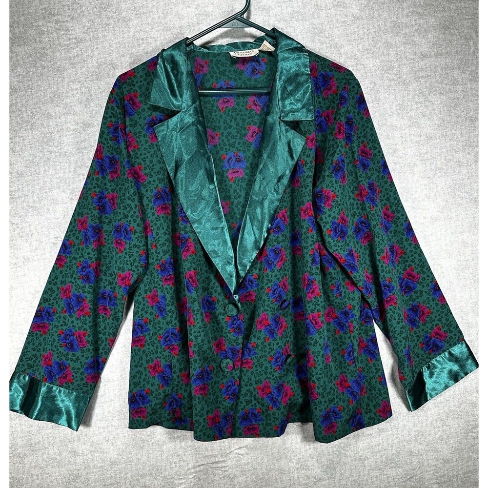 VTG 90s Victorias Secret Gold Label Womens S Floral Satin Robe see measurement